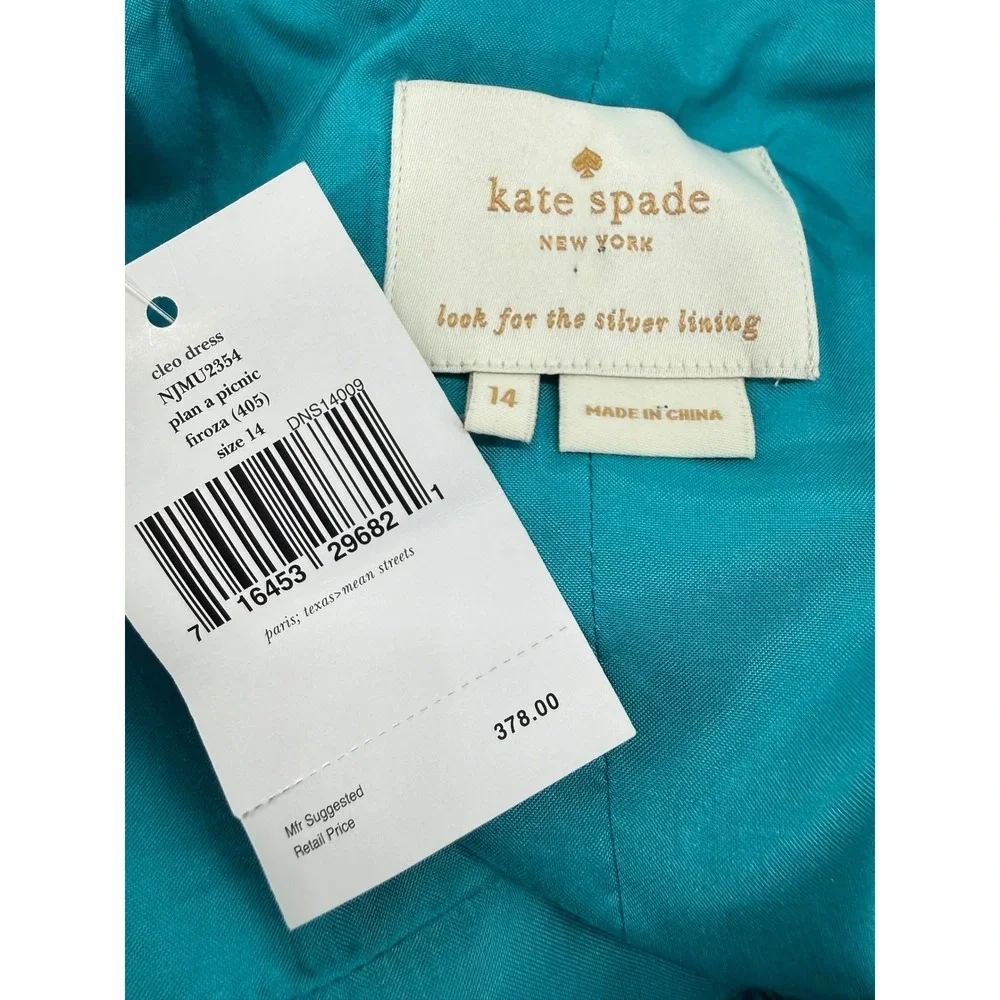 Kate Spade Dress Womens 14 Blue Aqua Linen Blend Cleo‎ Sleeveless Pockets NEW